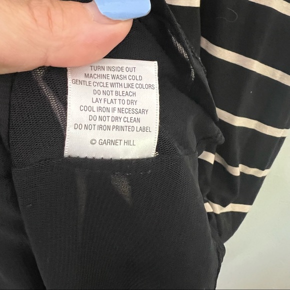 Garnet Hill Short Sleeved Tie Twist Striped Midi Dress - Picture 11 of 11